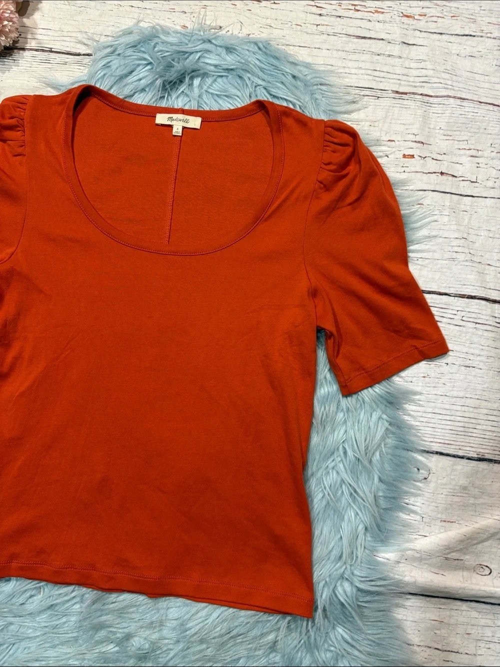 Madewell Puff-Sleeve Scoopneck Tee Rustic Flame
